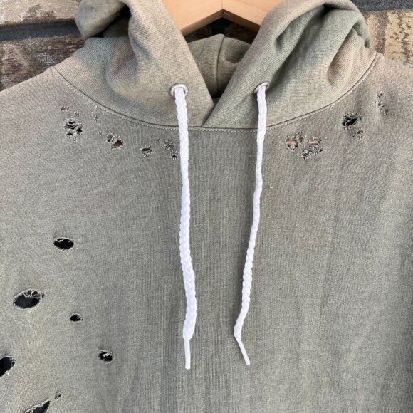🆕 Free People x Tricia Fix | Short Sleeve Stitch Hoodie in Army Green | M - Picture 4 of 11